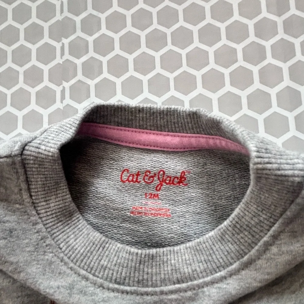 Cat & Jack Gray Sweatshirt w Pink Neckline Accent Matching Leggings   Size 12M